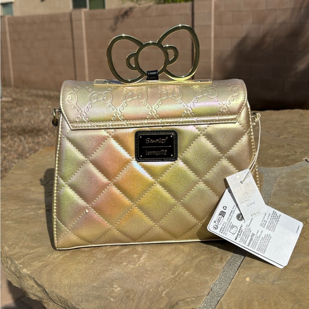 NWT 50th Anniversary Hello Kitty Gold Quilted Women's Bag - Picture 2 of 3